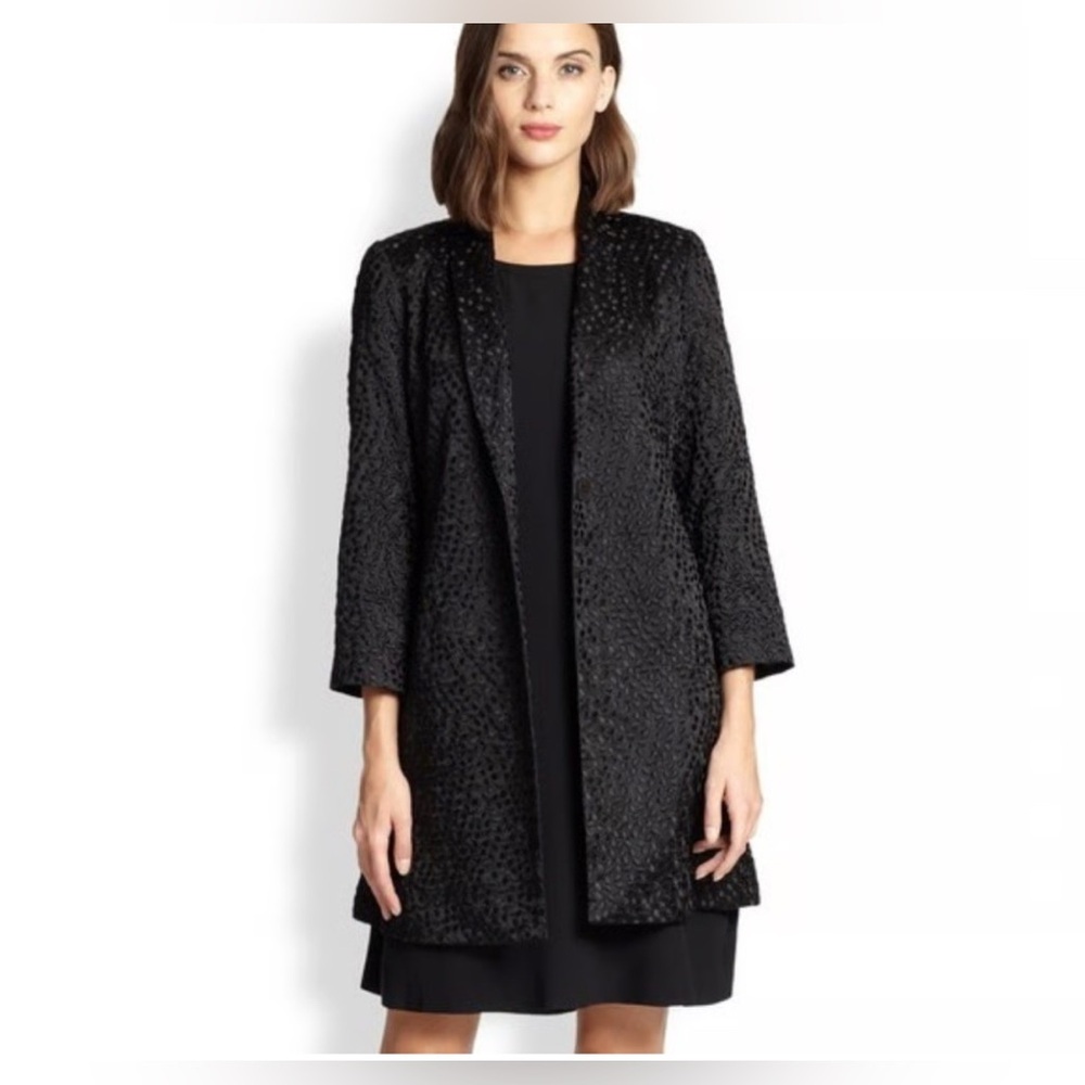 EILEEN FISHER textured silk jacket Elegant Black Women's Coat